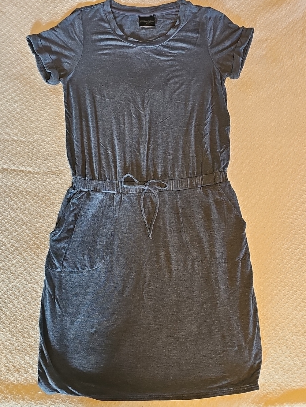 Casual Elastic Waist Tee Dress - Slate Blue